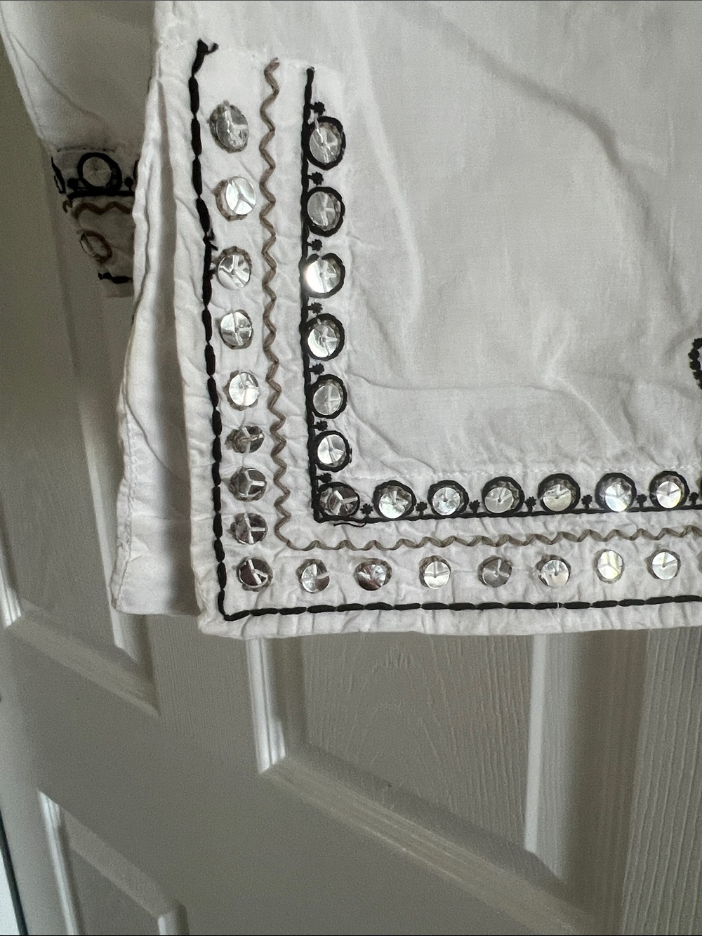 ✨Jessica Sport Embroidered Boho Tunic | White Cotton V-Neck Blouse | bundle & 💸 - Picture 6 of 9